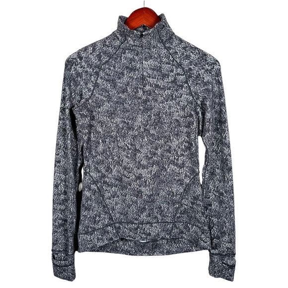 LULULEMON Outrun the Elements 1/2 Zip Pullover in Misted Jacquard Black White - Picture 5 of 15